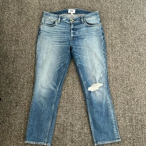 Paige distressed jeans, light blue color, size 27, great condition.